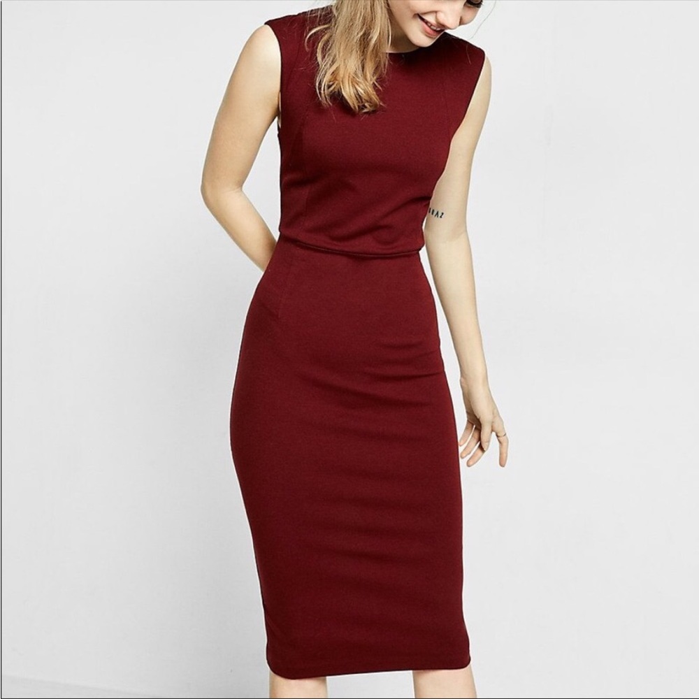 Express Sheath Midi Dress with Exposed Back Zipper